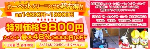 ８月限定カーペットクリーニング「特別価格9800円」キャンペーン